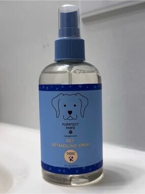 NEW B&BW Purrfect Paws Pet Detangling Spray for Cats & Dogs, Raindrops & Violet